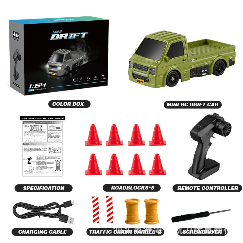 New Hot Selling 1:64 Full Scale Mini Desktop Micro Card Drift Car Remote Control Car Truck Children'S Toy Gift For Him