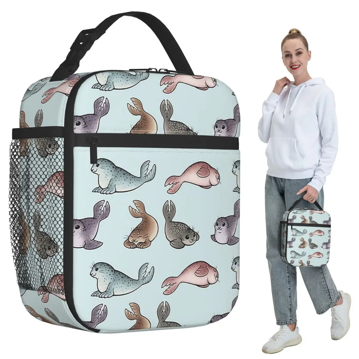 Little Seals Insulated Lunch Bag for Kids School Cooler Thermal Food Box Tote Leakproof Lunch Boxes Container