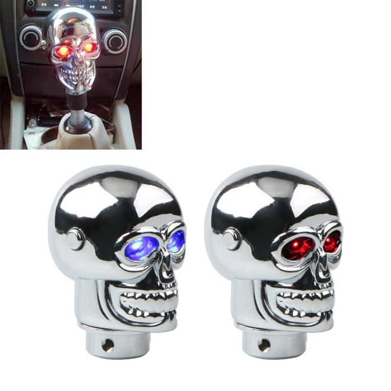 

Shifter Knob Metal Skull Gear Shift Head Skeleton Shape Shift Knob Car Automatic Stick Shift Handle Stick RED LED Light