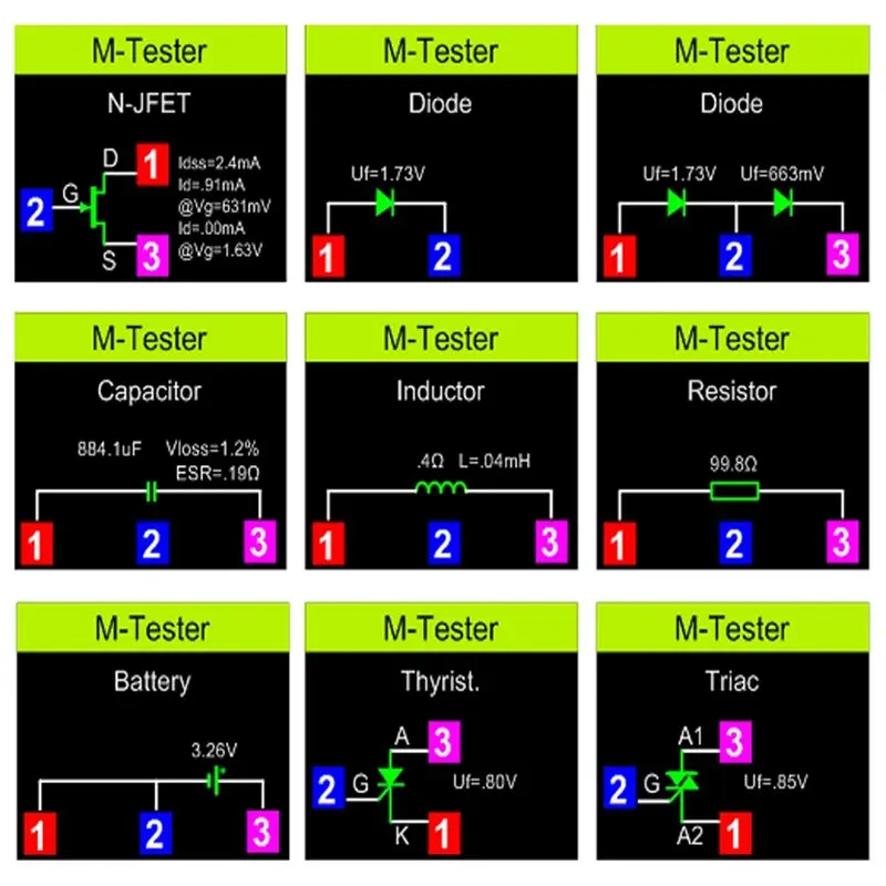 EYFL-LCR-TC1 TFT LCD Display Multi-Meter Transistor Tester Diode Triode Capacitor Resistor Test Meter MOSFET NPN PNP Triac Tool