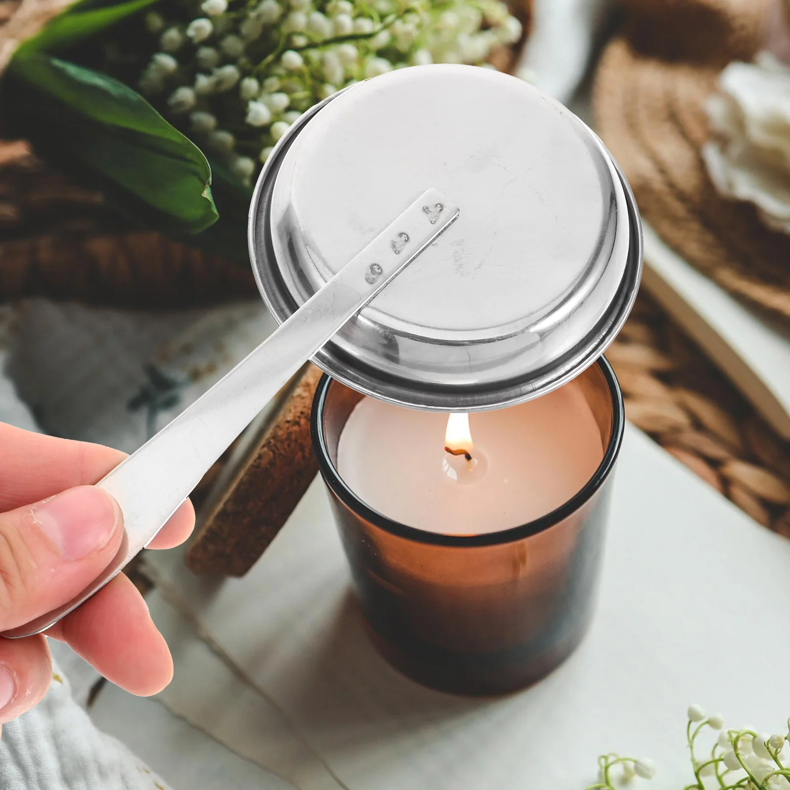 Cabilock LED Flameless with Automatic Extinguisher Floating Wick Gold Silver Stainless Steel Tea Light Holder