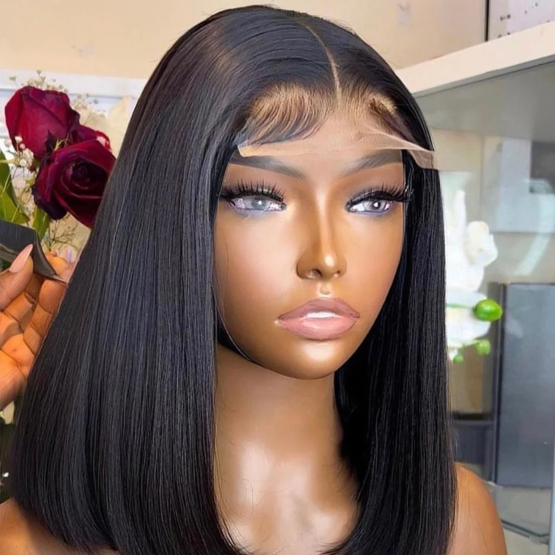 Cheap Short Bob Wig Straight Lace Frontal Human Hair Wigs For Women 13x4 Front 4X4 Hd Lace Closure Glueless Wear To Go Bob Wig