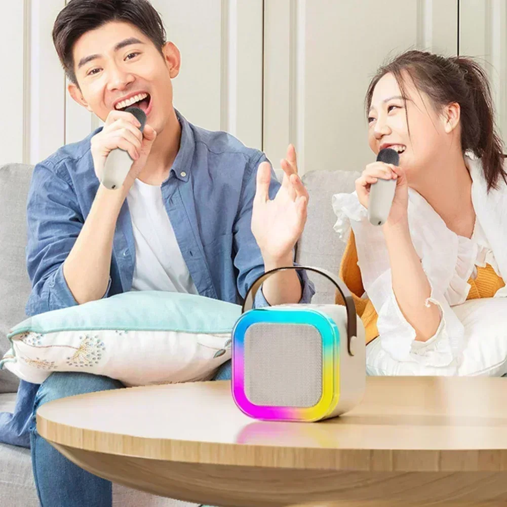K12 Bluetooth Karaoke Machine Portable 5.3 PA Speaker System with 1-2 Wireless Microphones Home Family Singing Children\'s Gifts