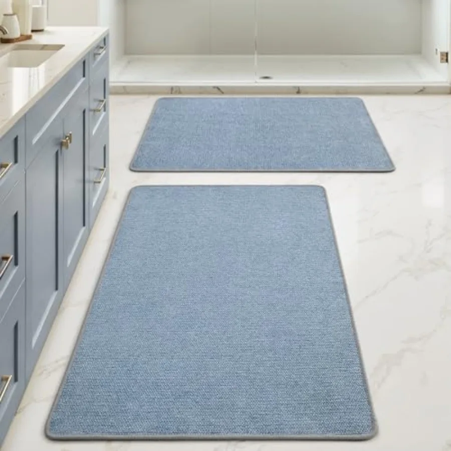 

Set of 2 Ultra Thin Bathroom Rugs Rubber Bath Mats for Bathroom Non Slip Quick Dry Absorbent Bath Rug Machine Washable Fit Unde