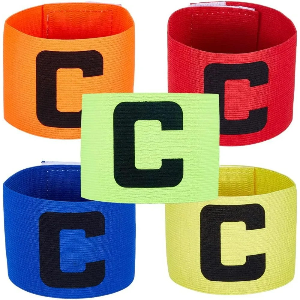 5Pcs Captain Armband Adjustable Nylon Armband Football Basketball Player Team Wrist Anti-Drop Armbands for Adult Youth