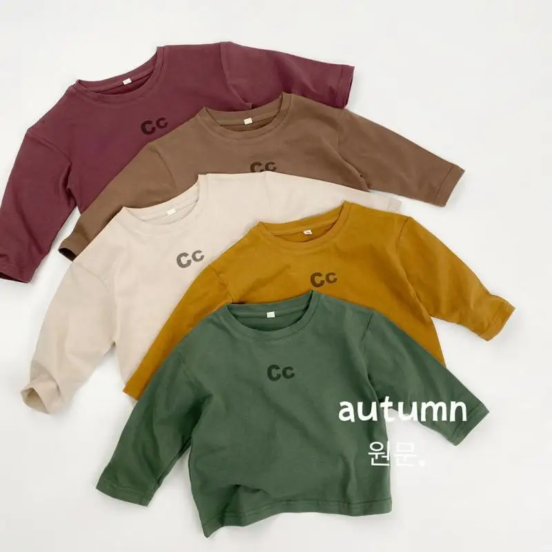 

2025 Autumn New Children Long Sleeve T Shirts Cotton Boys Casual Letter Print Tee Baby Bottoming Shirts Kids Girls Loose Tops
