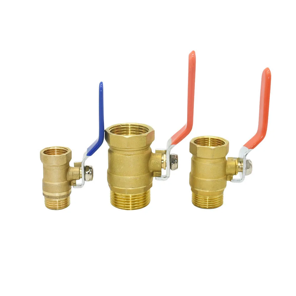 Brass 1/2 3/4 1inch Male Female Thread Connector Ball Valve Copper Water Pipe Fitting Copper Metal Threaded Water Pipe Connector