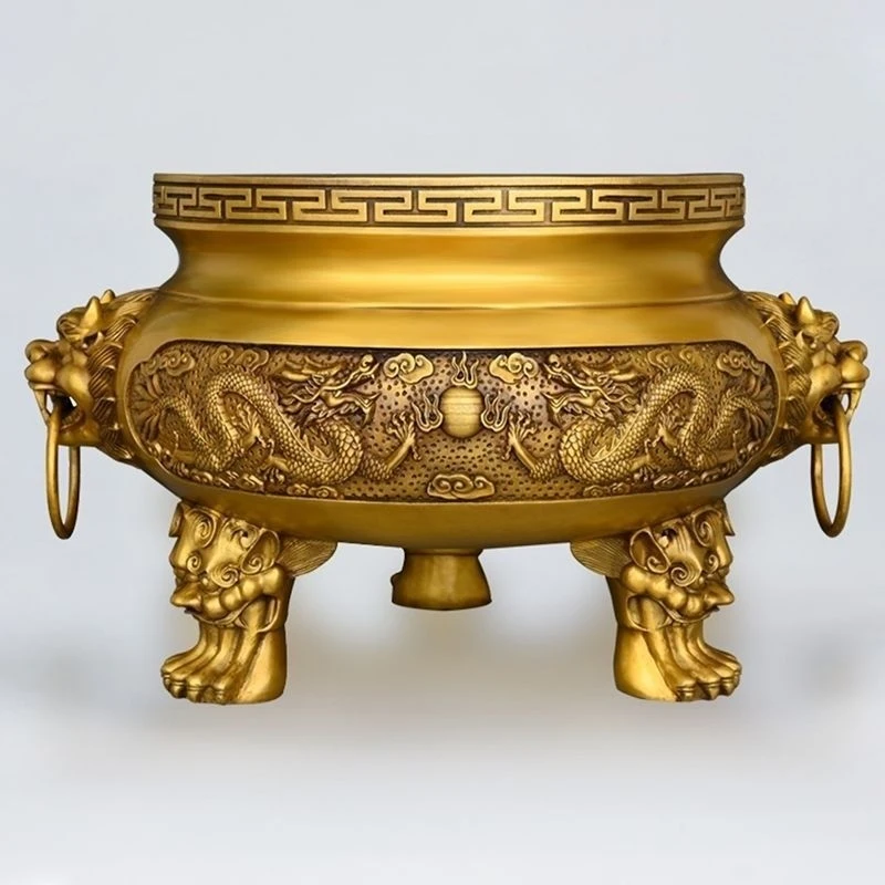 Copper Home Use, Size For Ancestral Halls And Temples, 12Inch Large-Diameter Incense Burner