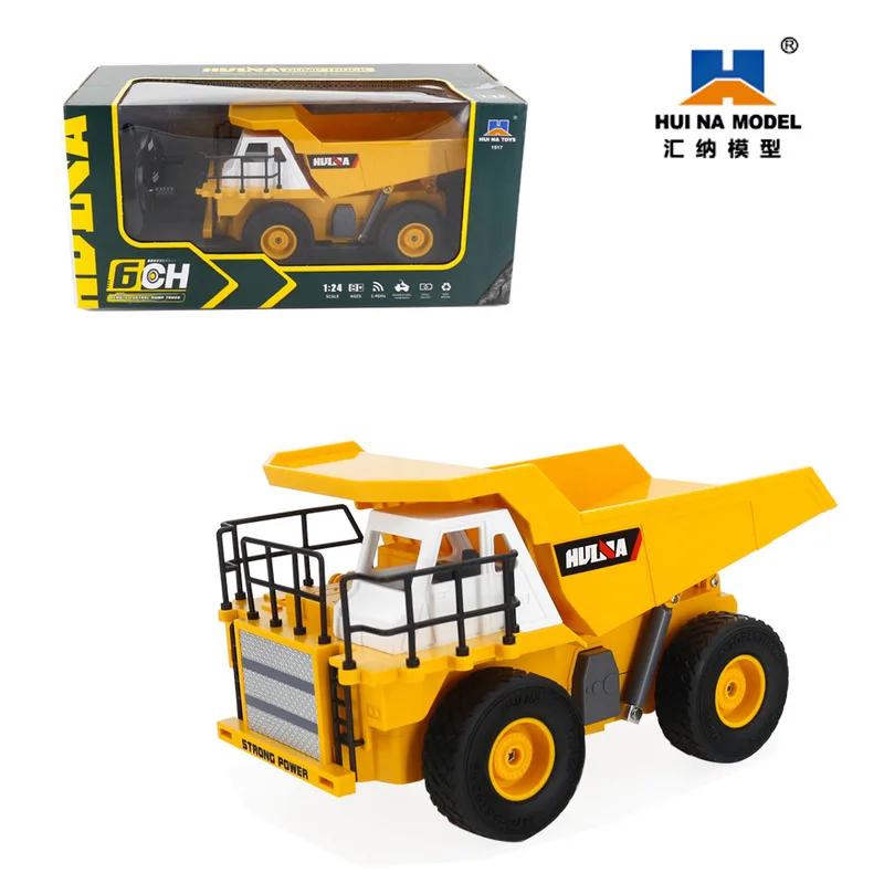 New Product Huina Six-channel Remote Control Electric Simulation Dump Truck Engineering Vehicle 1:24 Children's Toy Gift