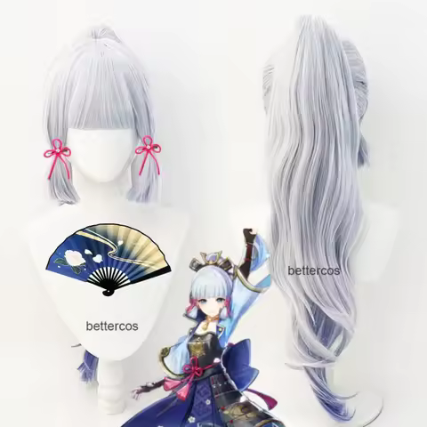 Kamisato Ayaka Cosplay Wig Silver Blue Wig Cosplay Anime Wigs Heat Resistant Synthetic Wigs Halloween Wigs
