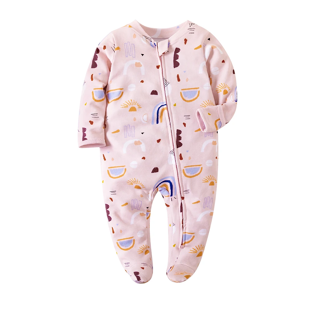 0-12 Months Newborn Girl and Boy Romper Pajamas 100% Cotton Long Sleeve Baby Clothe Zipper Jumpsuit Cotton Fashion Baby Clothing