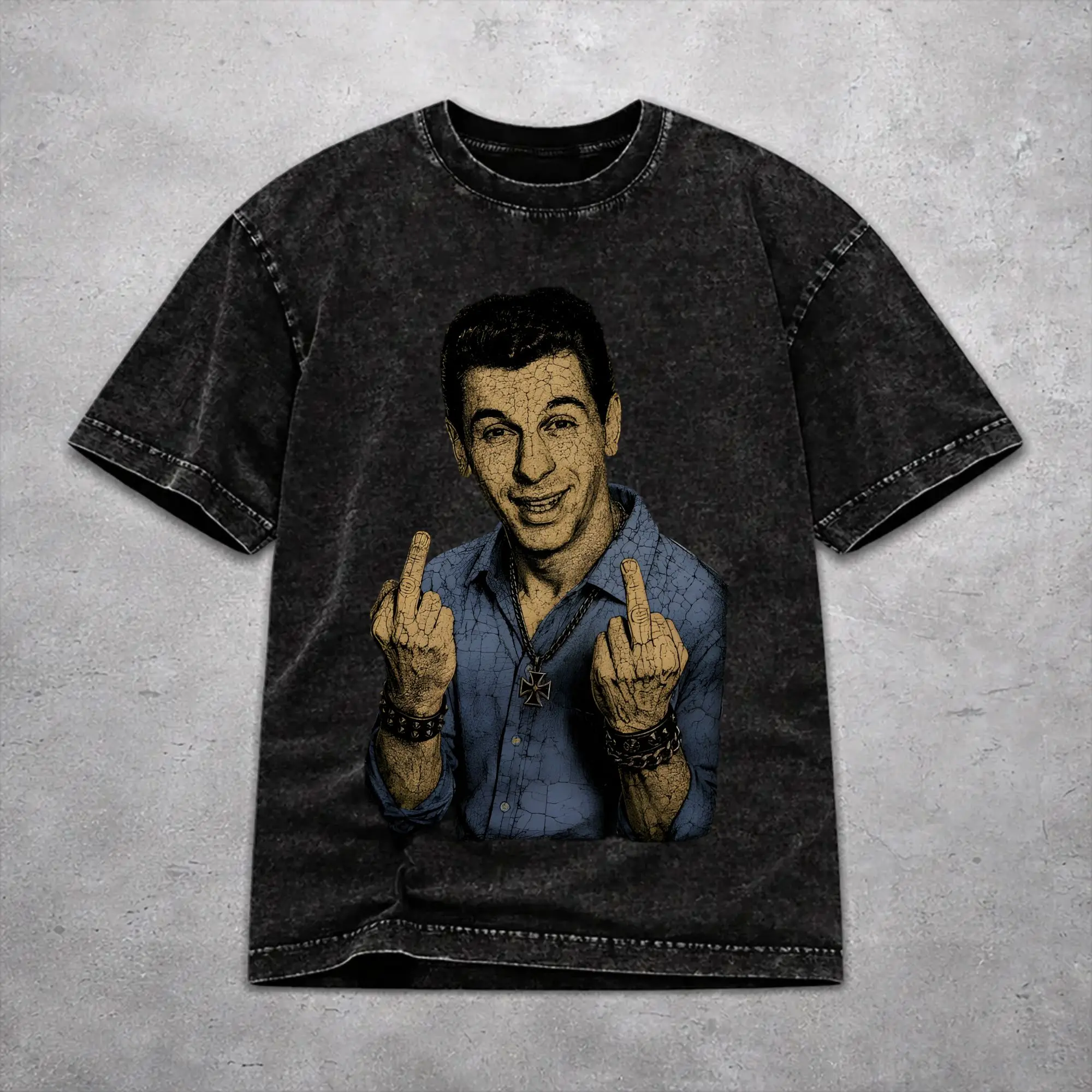 Men Women Vintage Washed T-shirts 1950s Rock Star Freddy Cannon Printed T Shirt Merch Oversize  Tee Shirts