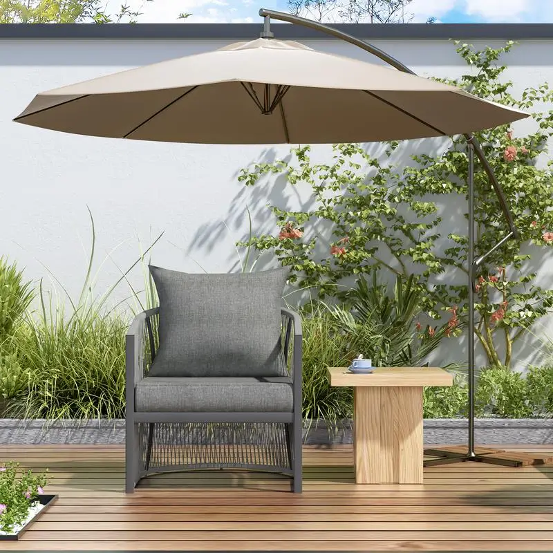 Espreguiçadeira curvada de alumínio com design de tecido de corda e almofadas para conforto ao ar livre