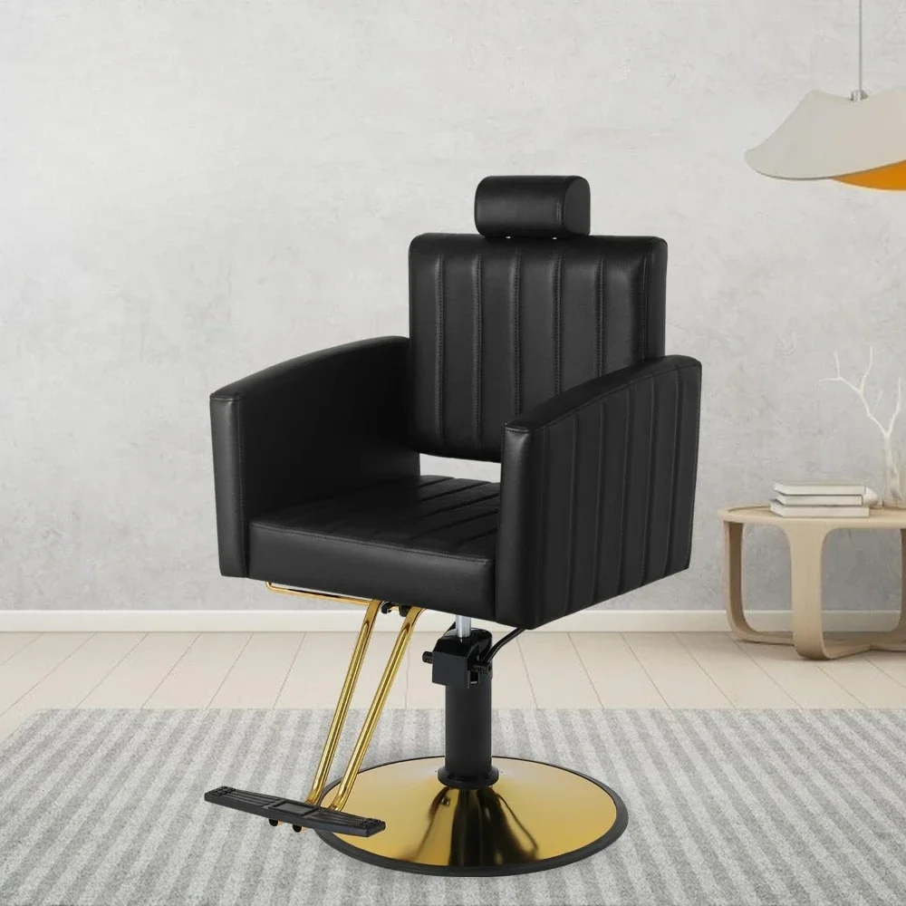 Black Salon Chair for Hair Stylist, Hair Styling Chair 360° Swivel, Multi-Function Shampoo Chairs Tattoo Chair Braiding Chairs