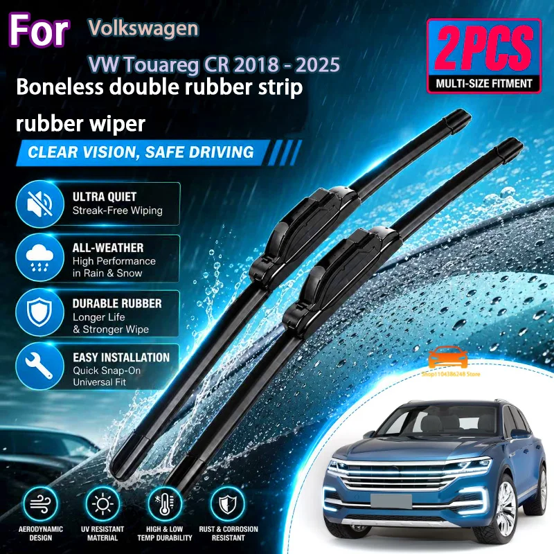 

Front Wiper Blades For Volkswagen VW Touareg CR 2018 - 2025 Windshield Windscreen Window Rain Brushes 26"+21" Modification Parts