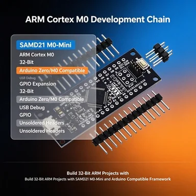 SAMD21 M0-Mini Core Board, 32-Bit ARM Cortex M0, Unsoldered Pin Headers, Arduino Zero/M0