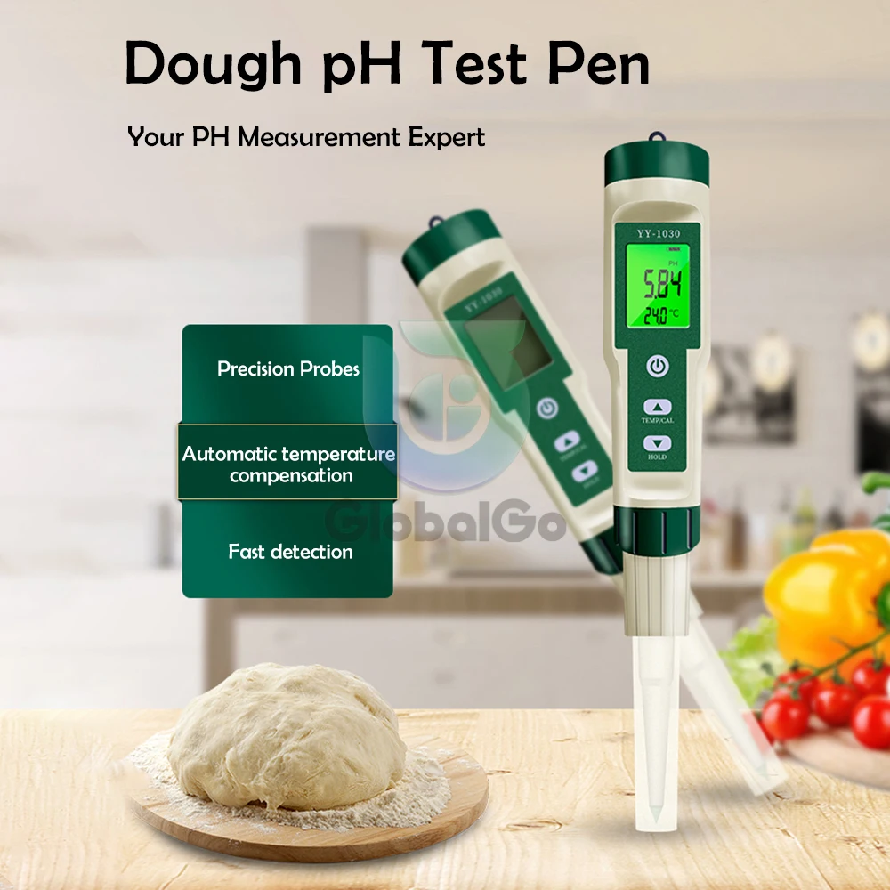 

YY-1030 Food PH Meter Thermometer Electrode PH Measuring Instrumen for Aquarium Water Quality Tester Food Meat Cheese Milk Soil