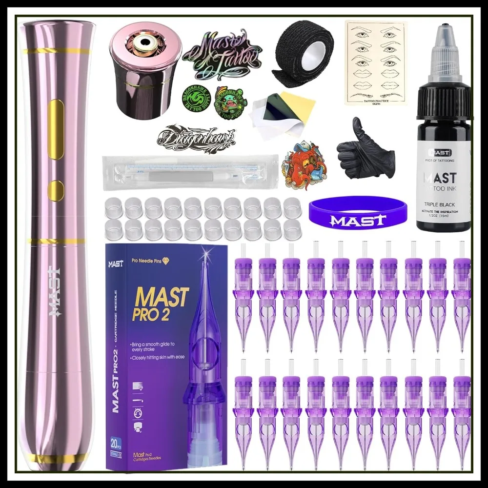 

Cordless Tattoo Pen Machine Kit - 20Pcs Cartridge Needles, Lightweight for Eyebrows Lips Eyeliner