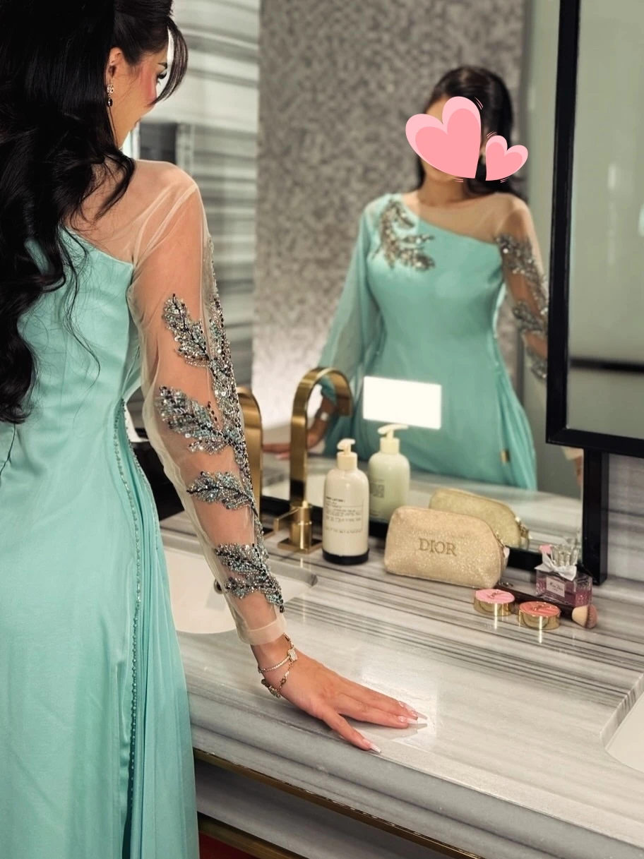 Oisslec 드레스 우아한 빈티지 달콤한 녹색 비즈 쉬폰 세련된 맞춤형 공식 행사 댄스 파티 드레스 저녁 파티 가운