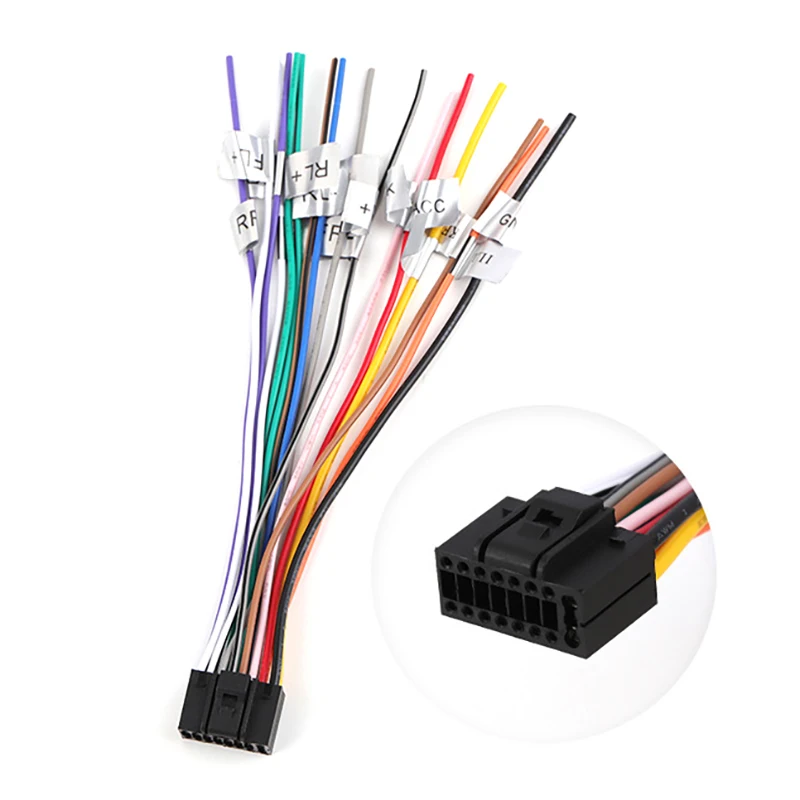 Car Audio Wiring Harness Adapter 16 Pin Universal Plug For Stereo Radio CD DVD Player No Soldering Required