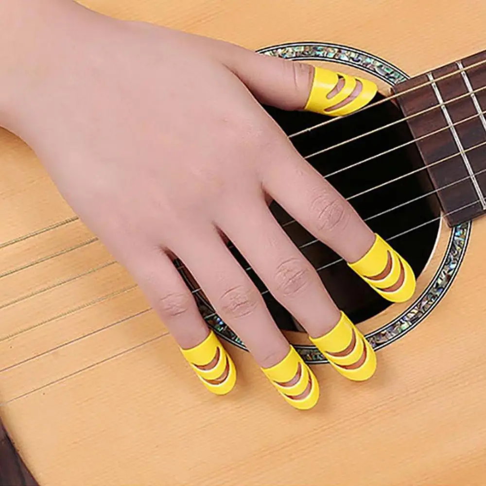 Picks 5Pcs Plastic Fingertip Protectors Guitar Ukulele Thumb Finger Nail Set Fingerguards Thumb Finger Nail Protect Cover