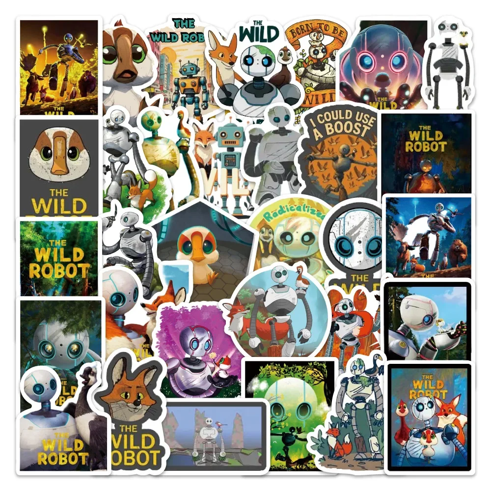 

10/60PCS Cartoon The Wild Robot Animation Sticker DIY Decoration Waterproof Skateboard Notebook Graffiti Toy