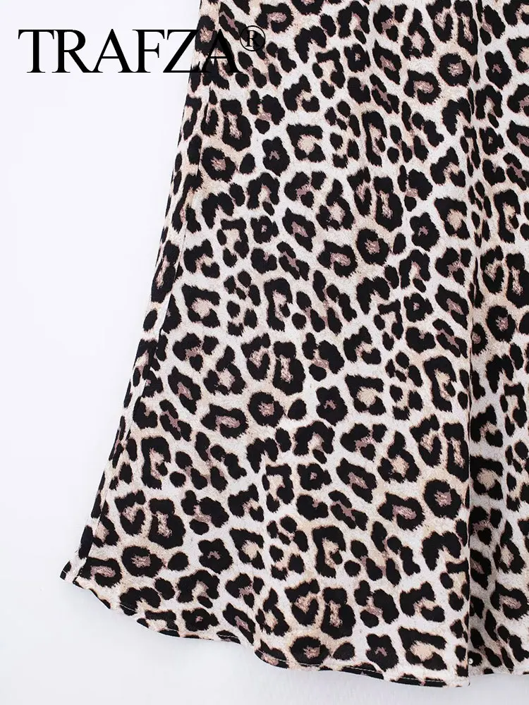 TRAFZA 2024 nuova donna gonna con stampa leopardata a vita alta a-line Slim gonne longuette femminile Vintage Chic causale gonna da donna selvaggia TRAF