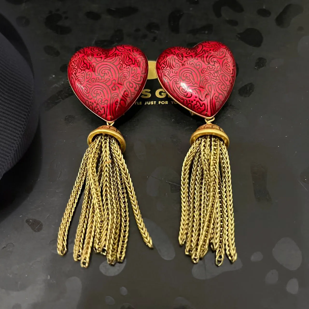

New Jewelry & Accessories Vintage Style Red Heart-Shaped Fringed Earrings For Women's Parties & Gifts
