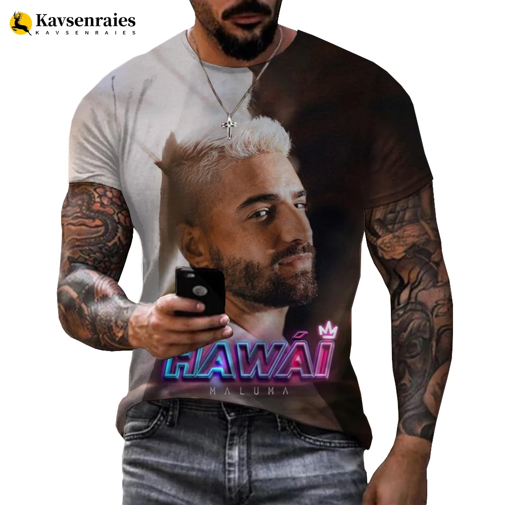 Maluma Hawai Summer New 3D Printing Men and Women Trend Sports Oversized Loose T-shirt Boys and Girls Cool Short Sleeves Shirts