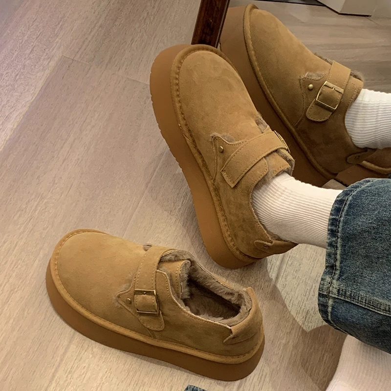 

Детские зимние сапоги 2025Зимние новые круглые флисовые подкладки на толстой подошве, теплая и противоскользящая модная хлопковая обувь для мальчиков и девочек, размеры 26–38 ярдов