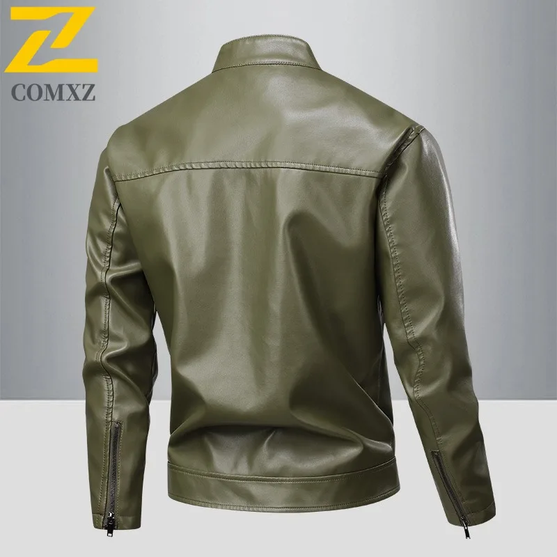 Homens vintage gola jaqueta de couro do plutônio à prova dwindproof água à prova vento estilo americano casaco da motocicleta solto streetwear caber primavera outono