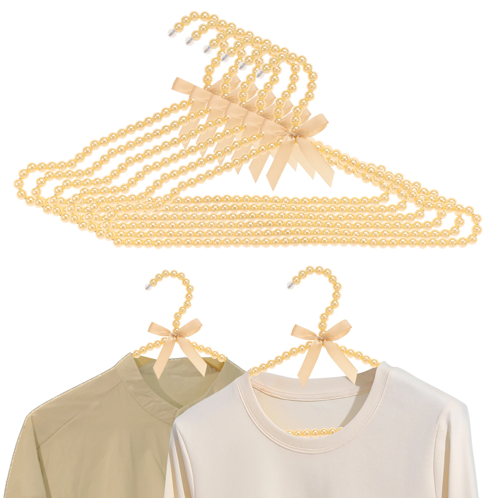 

6 Pcs Pearl Hanger Bow Tie Beads Clothes Bride Plastic Hanger Dress Wardrobe Closet Storage Rack Dry Organizer Save-Space