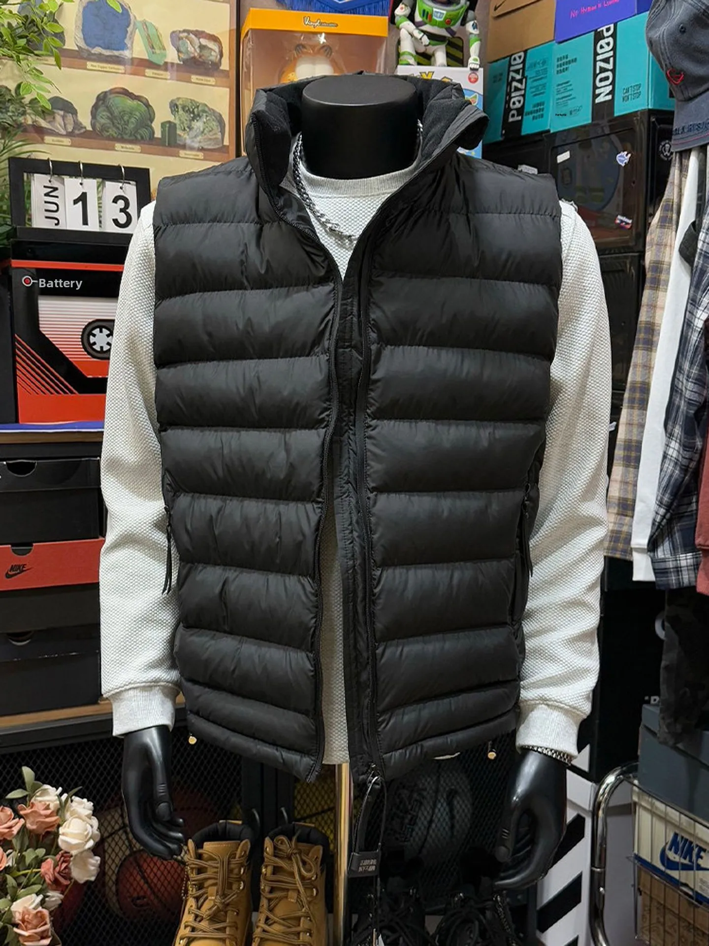 

Bla Lightweight Men's down Vest Svel Cotton Jaet oulder Pad Winter Outerwear Youth Casual Faion Thiened Zipper