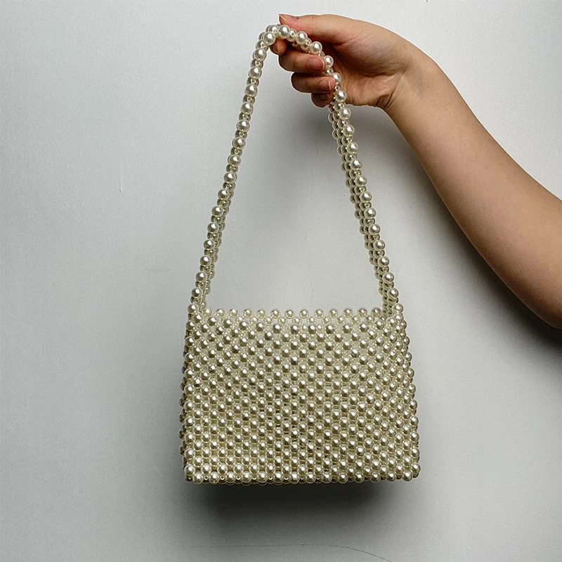 

White Pearl Shoulder Bag Solid Custom Colors Handmade Acrylic Women Underarm Bag Designer Attend Event Parties Fashion Vacation