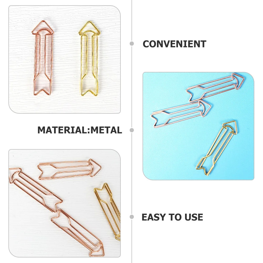 40Pcs Metal Paper Clips Creative Arrow Design for Office Study Organization Scrapbook Calendar Markers Fun Student Stationery