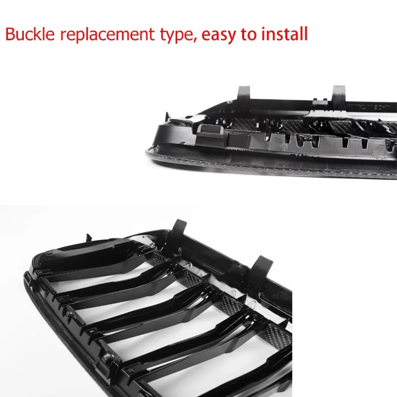 1 Pair Dual Slat Gloss Black ABS Kidney Racing Grille For BMW 5 Series G30 G31 F90(M5) 2017-2019 Pre-LCI Car Front Bumper Grille