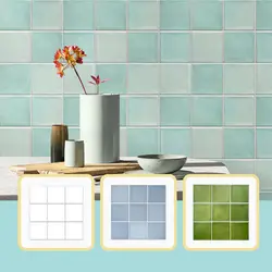 3D Tile Stickers, Self-adhesive Green Tile Backsplash for Kitchen Bathroom, Waterproof, Matt, 30 x 30cm, Interior Wall Decor