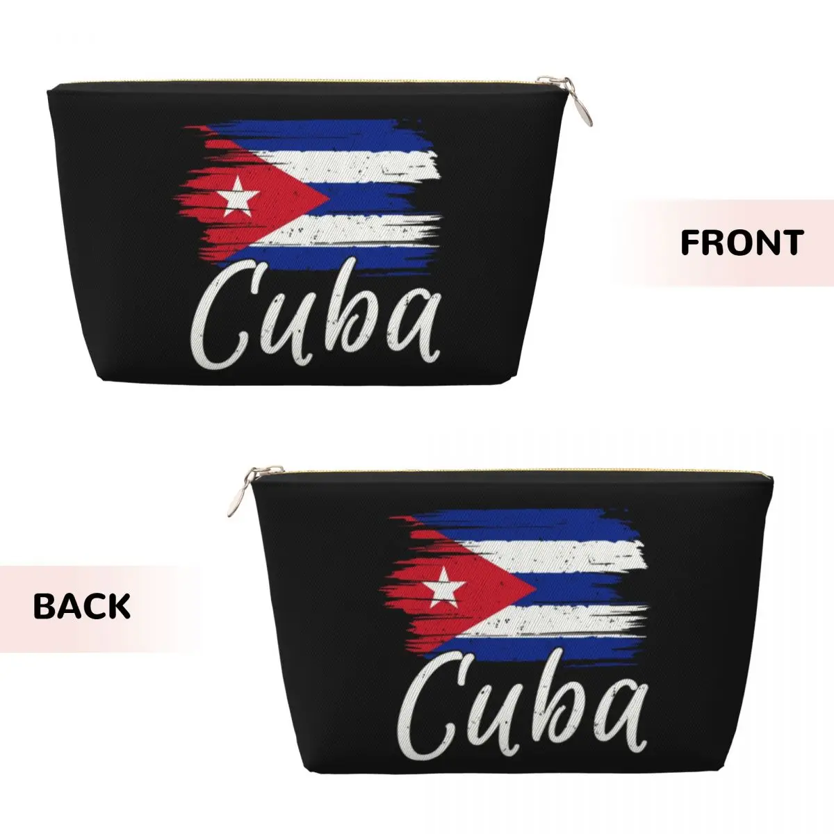 Custom Travel Cuba Cuban Havana Flag Toiletry Bag Portable Cuban Patriotic Makeup Cosmetic Organizer Women Beauty Storage