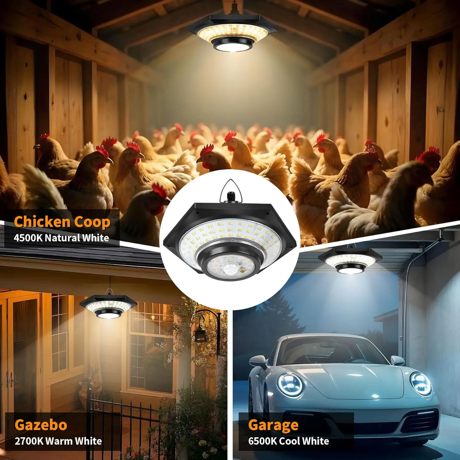 Solar Pendant Lights Outdoor Solar Shed Light Motion Sensor 288 LEDs Dimmable Indoor Barn Lamp Waterproof Gazebo Yard Garage Pat