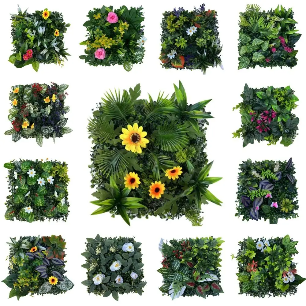 

DIY Artificial Plant Wall Panel Sunflower Flower Artificial Eucalyptus Carpet Green Eternal Life Artificial Fern Grass