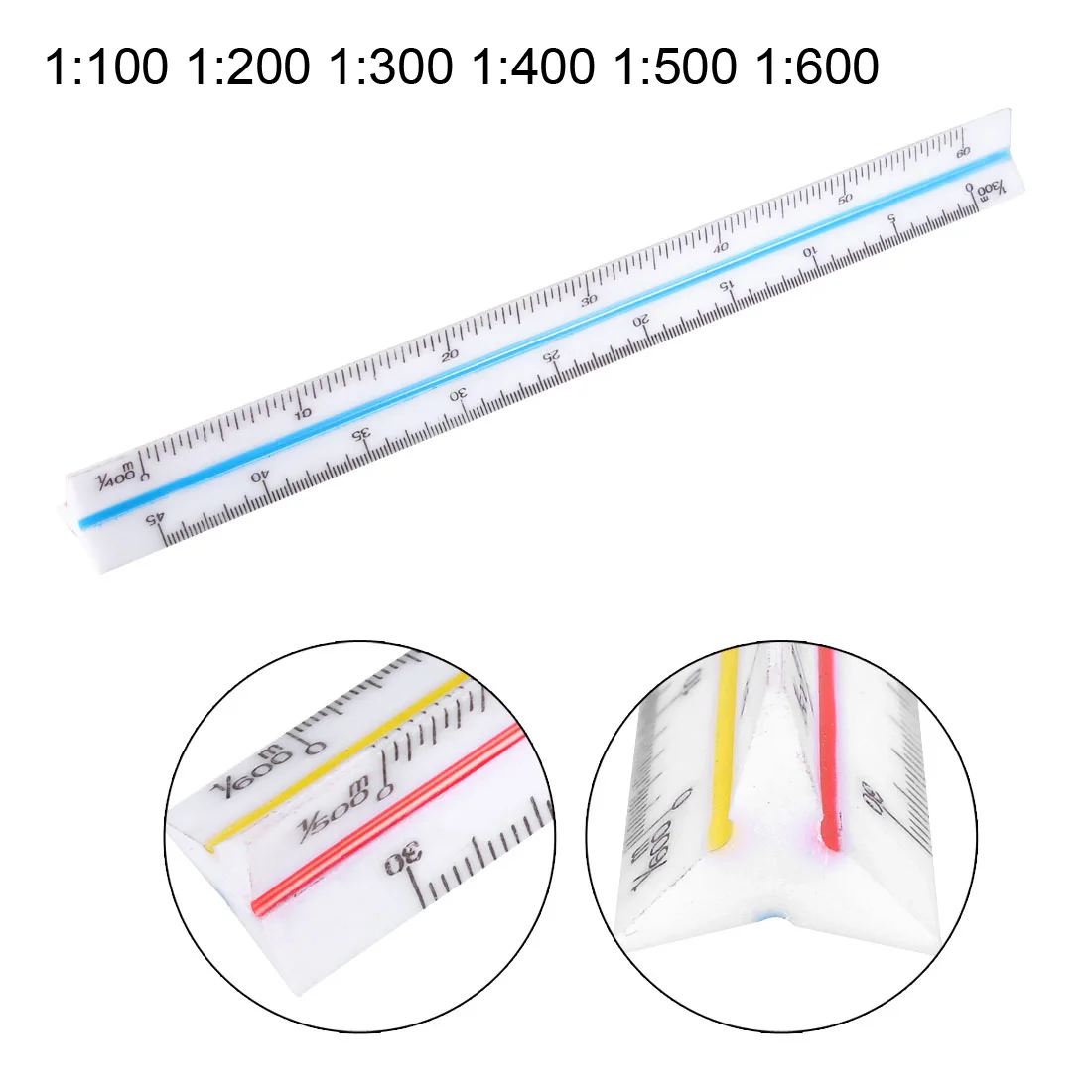 Dreieckiges Lineal 15cm Kunststoff Zeichnung Dreieck Skala Architekt Ingenieur technisches Lineal Briefpapier 1: 100-1: 600