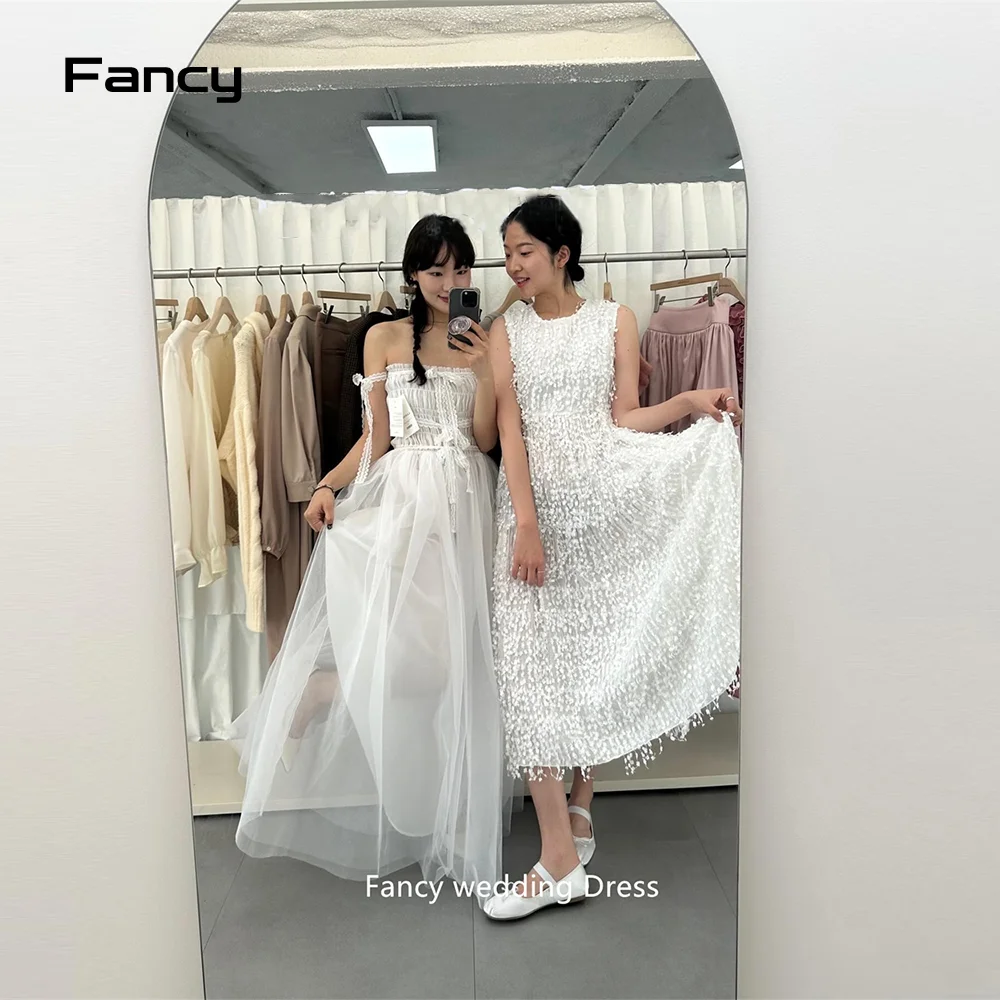 Fancy Fairy Dusty Blue Tulle Abiti lunghi da ballo Corea Lady Piano Lunghezza Abiti da sera Abito da cerimonia nuziale Formale personalizzato