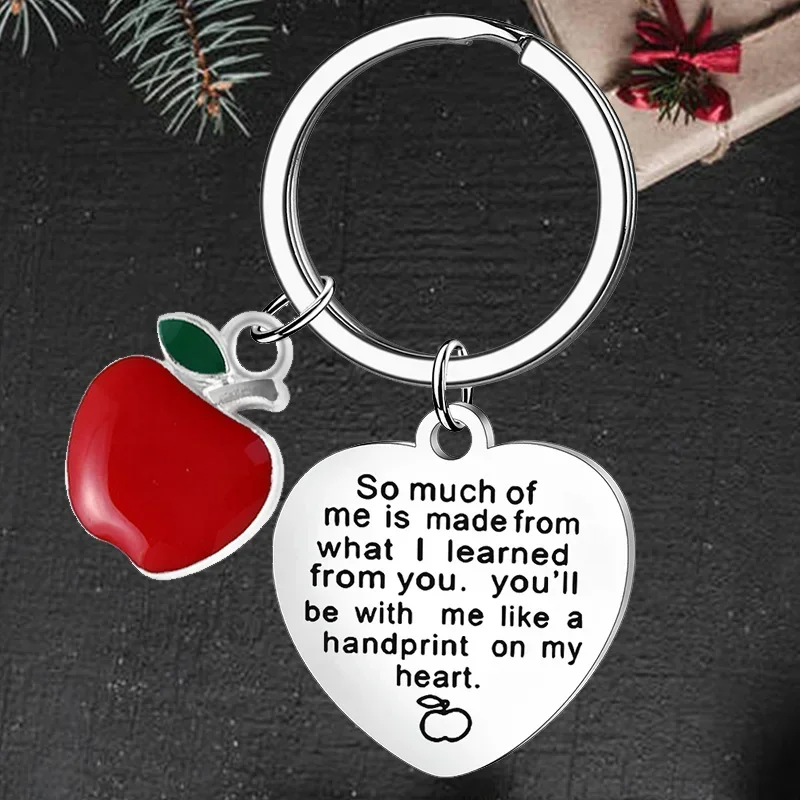 Cute Teacher Christmas Valentines Gifts Keychain Teacher Appreciation Gifts Key chain Keyring Holder Teachers ' Day gift