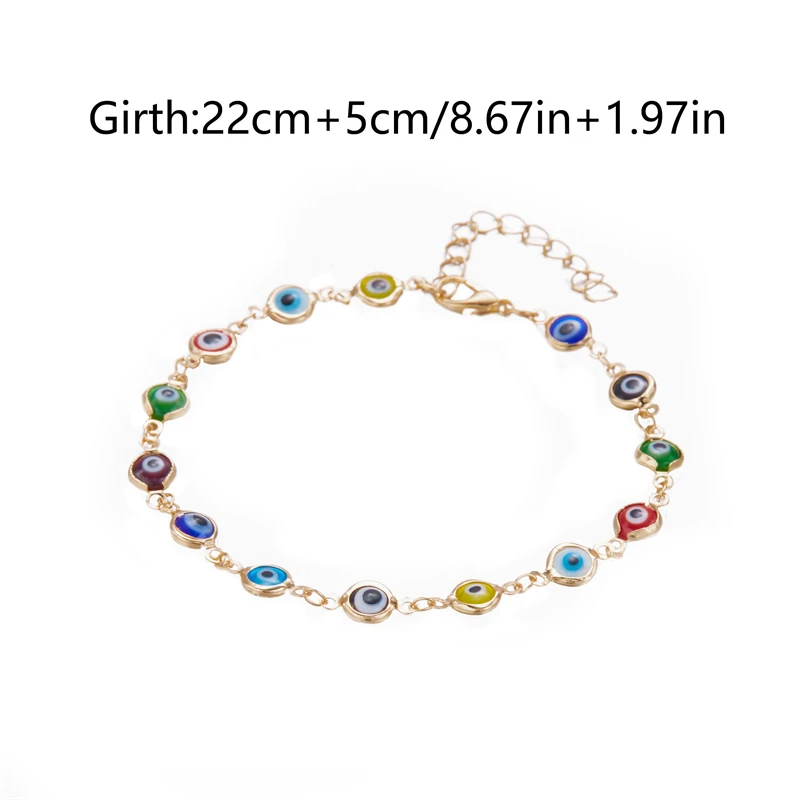Dishowme Bracelet De Cheville Mauvais Œil Boho Multicolore - Chaîne Pied Œil Turc Or Pour Femmes Et Filles