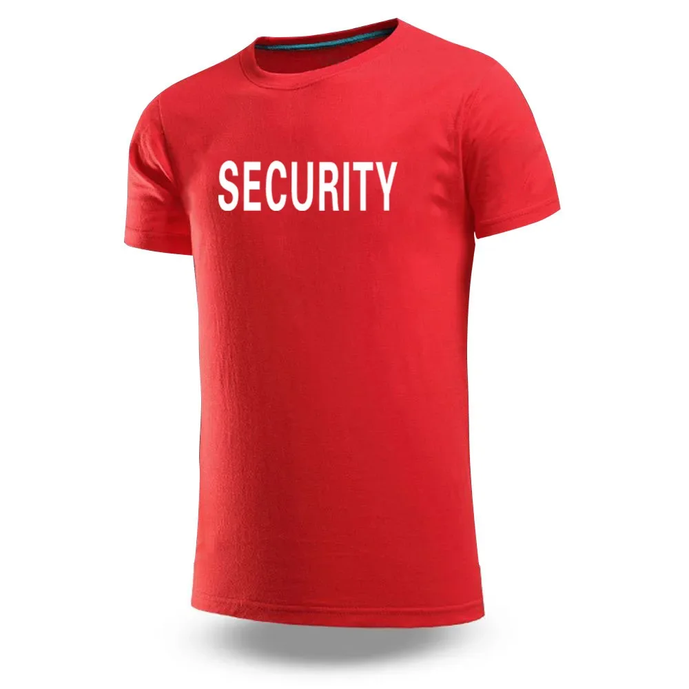 SWAT Security Men Brand Summer Round Neck Ordinary Short Sleeve T Shirt Cotton Solid Color Printing Fashion Versatile Top