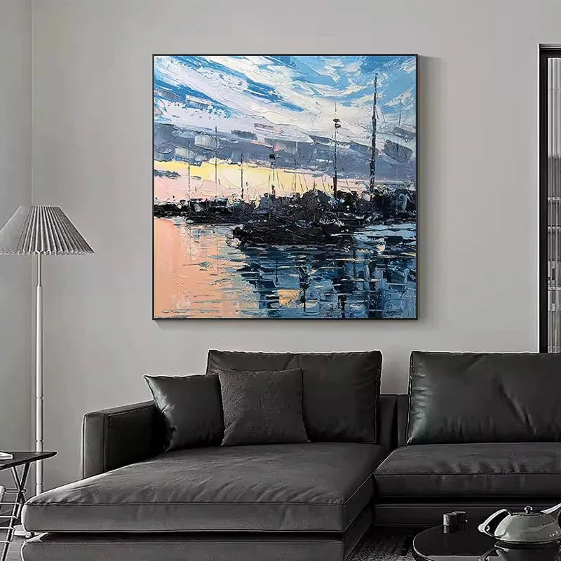 

100% Hand Painted New Textured Design Oil Painting Home Wall Decoration Seascape Art Canvas Picture Living Room Decorative Unfra