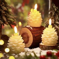 1 szt. Bezpłomieniowa świeca Led do domu świąteczne dekoracje ślubne pinecone elektroniczne świece tealight zasilane bateryjnie