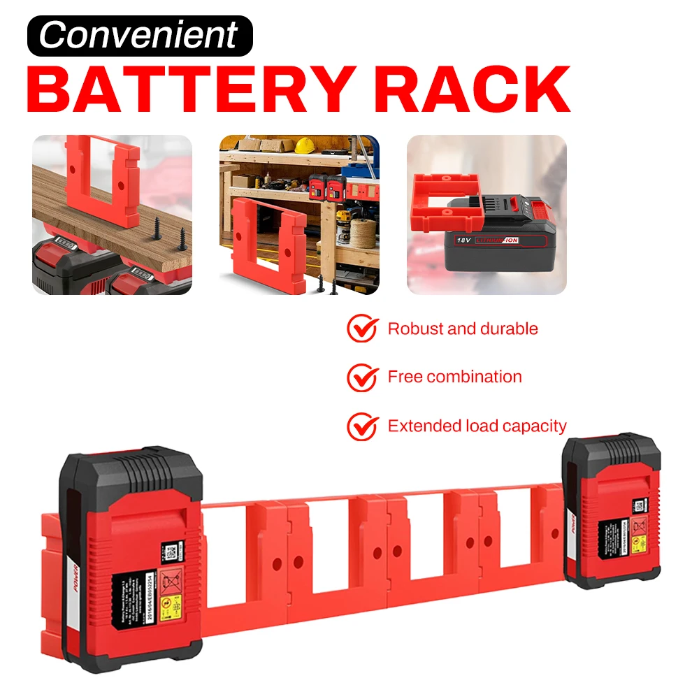 

6 упаковок держателей для хранения аккумуляторов для батареи Einhell Power X-Change 18 В, настенное крепление, кронштейн для док-станции, портативный держатель для батареи