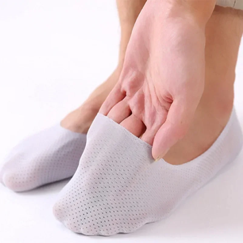 Summer Men Women\'s Mesh Invisible Socks Slippers No Show Thin Invisible Ice Silk Short Socks Ankle Breathable Boat Socks