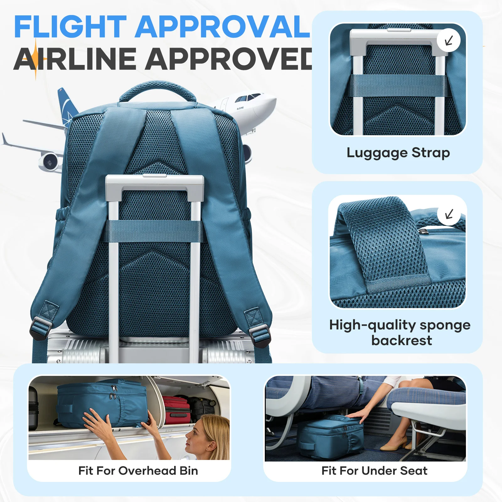 Wizzair Ryanair 40x30x20 캐빈 백 핸드 러기지 백팩 남성 여성 15.6인치 노트북 가방, 의류 보관 가방, 학교 백팩